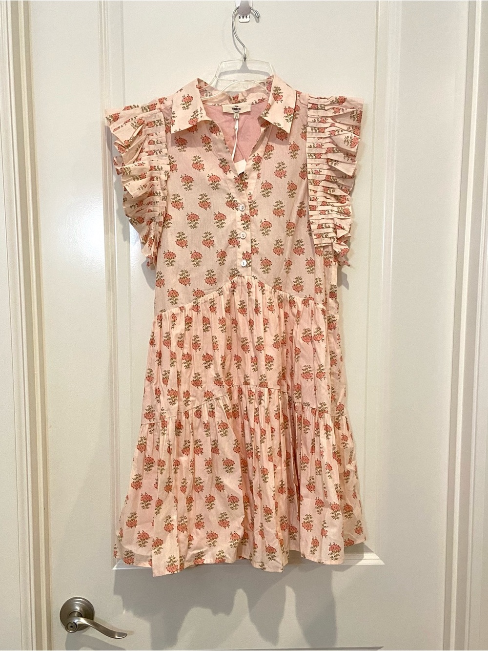 New Cottagecore Coquette Pink Floral Ruffle Dress